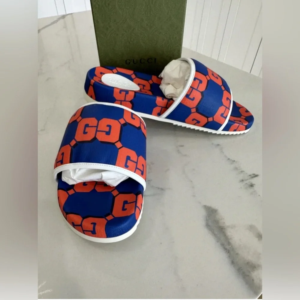 Gucci All Over Logo Slide Sandals